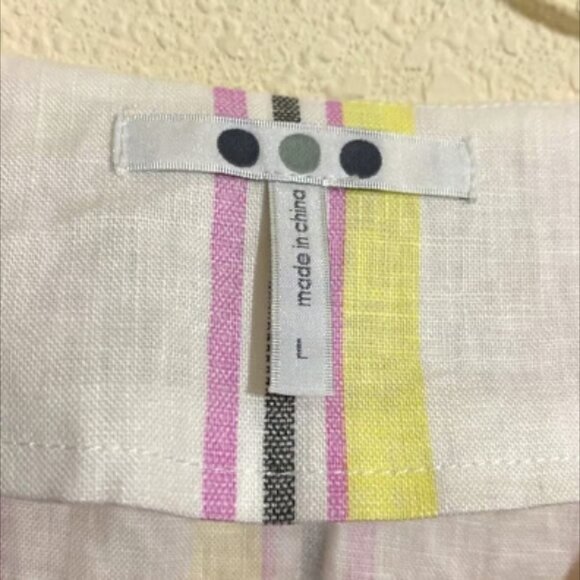 THREE DOTS Women's 100% Linen Striped Sleeveless Blouse Size L - Picture 3 of 5